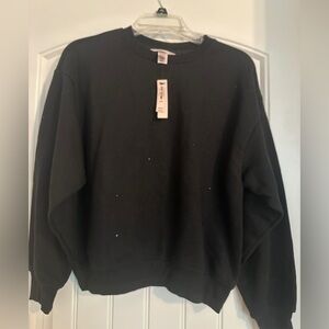 BNWT Victoria's Secret Black Bling Sparkly Sweatshirt Size XS